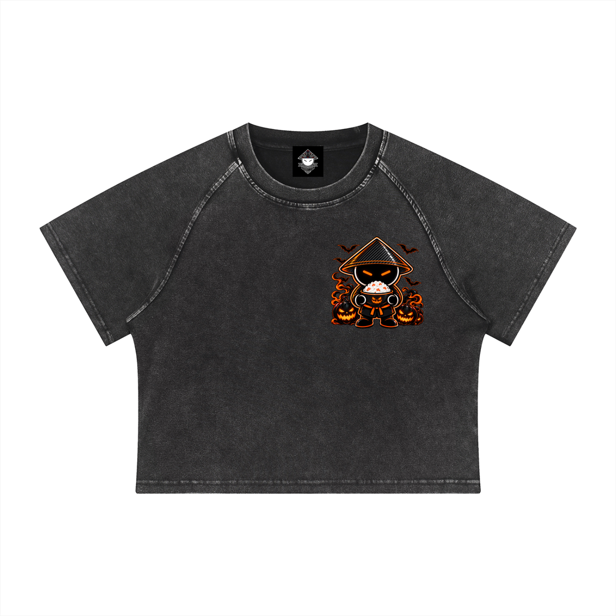 CHINOGANG WOMENS WASHED RAGLAN CROP TEE - HALLOWEEN EDITION