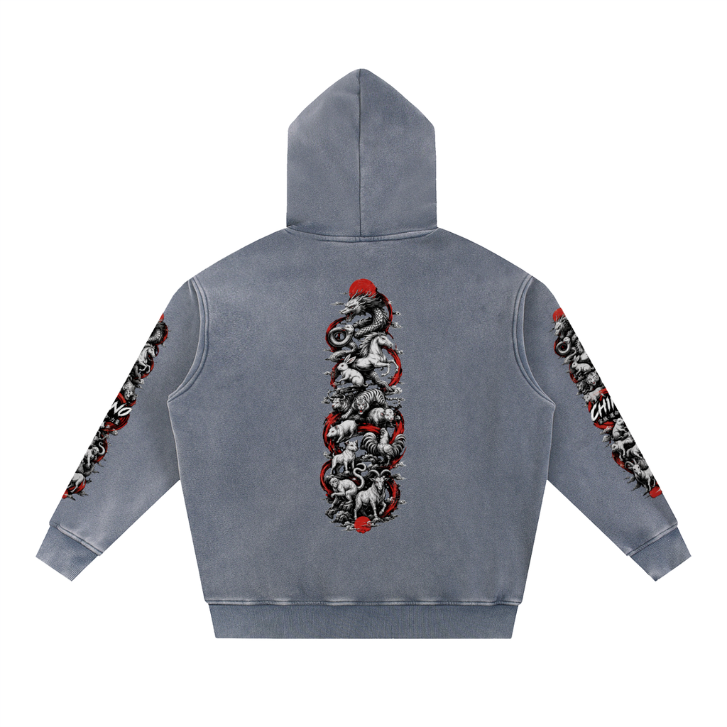 CHINO'S CHINESE ZODIAC WASHED HOODIE