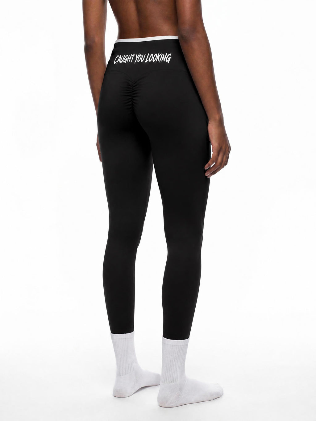 CHINO.S1K CAUGHT YOU LOOKING SRUNCH LEGGINGS - WHITE WAIST BAND