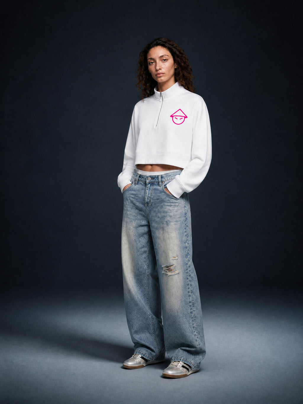 WOMEN’S CHINOGANG CROP QUARTER-ZIP SWEATSHIRT