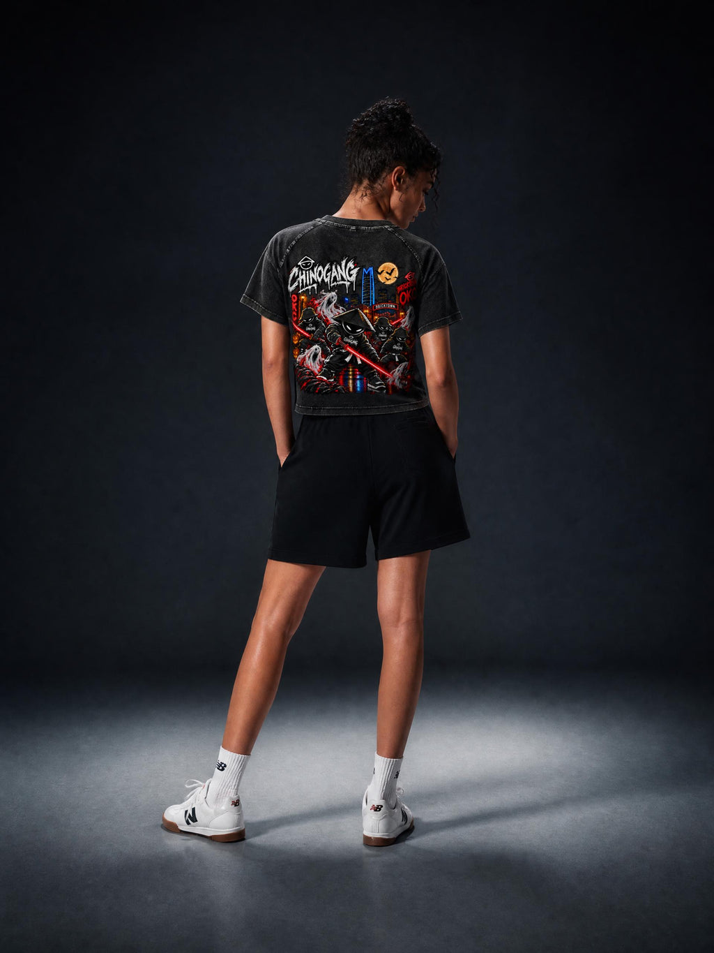 CHINOGANG WOMENS WASHED RAGLAN CROP TEE - HALLOWEEN EDITION