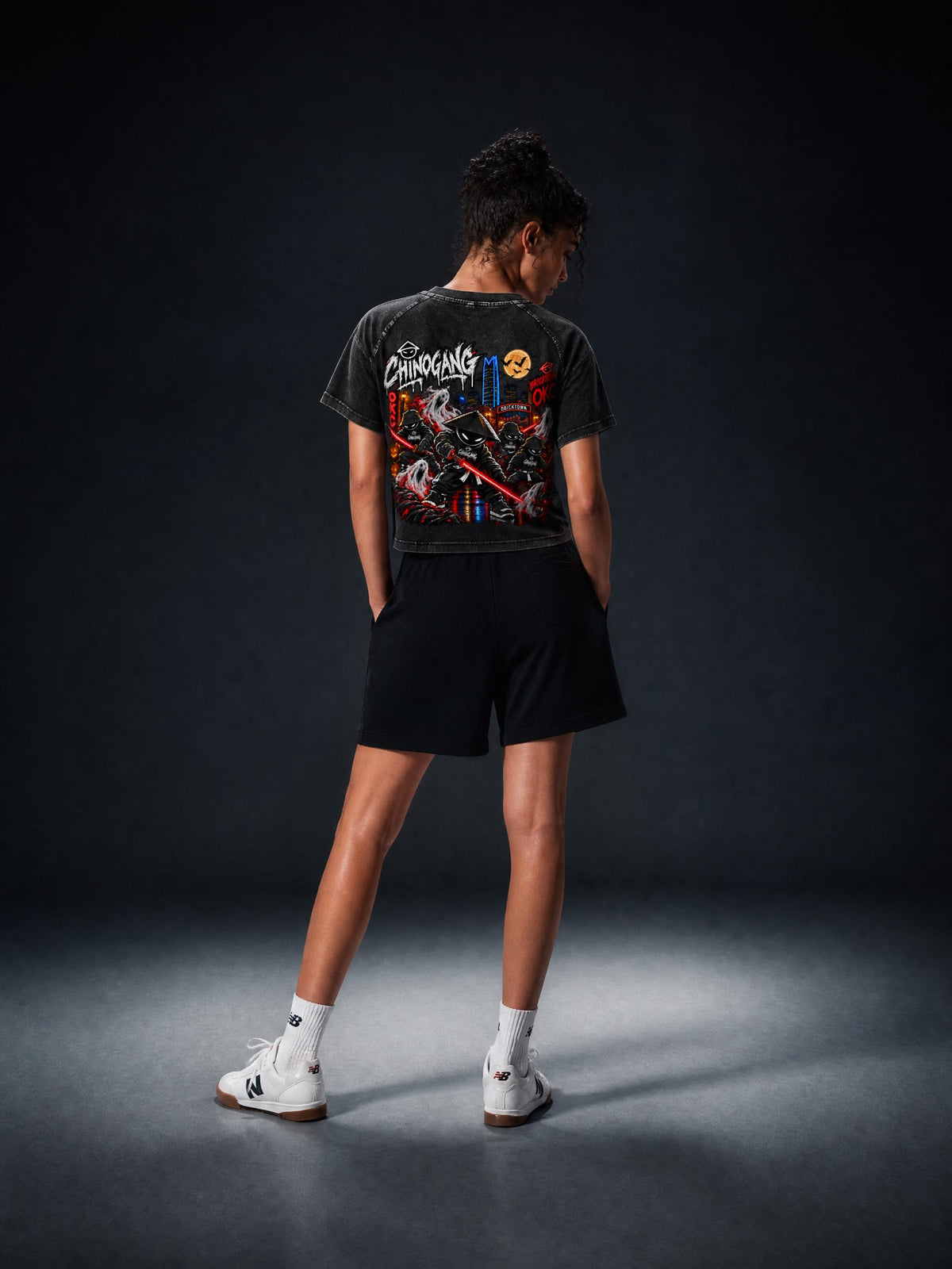 CHINOGANG WOMENS WASHED RAGLAN CROP TEE - HALLOWEEN EDITION
